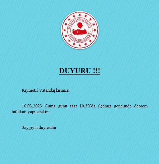 ÖNEMLİ DUYURU